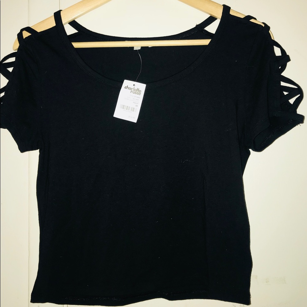 Charlotte Russe Cut Out Sleeve Crop Top